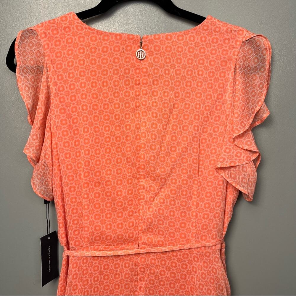 NWT Tommy Hilfiger Ruffle Sleeve Wrap Style Dress Coral Size 8 - Picture 6 of 14